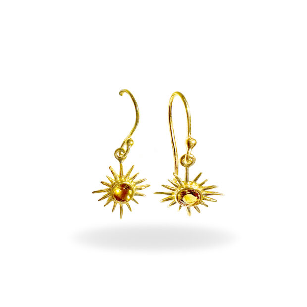 Earrings with citrine made of 925 silver 1.0 micron gold-plated