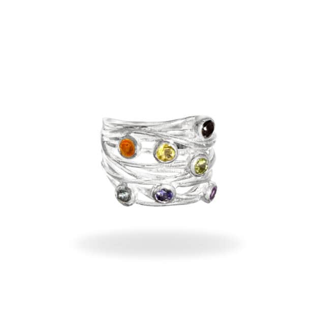 R-ST-036 | Ring with chakra stones made of 925 silver